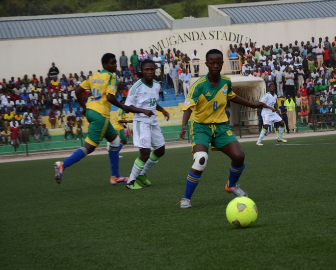 Chadia Uwamahirwe, in action against Nigeria in 2014, will lead She-Amavubi midfielder in their attempt to win the first regional women tournament.