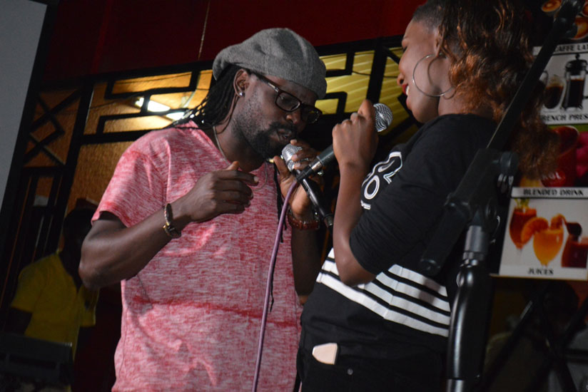 Ks Alpha and local singer Jody Phibi perform during the 'The Uganda Cranes AFCON Celebrations' on Thursday night. / Richard Irakoze.