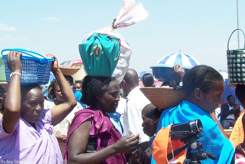 Pilgrims carry offerings at Kibeho. (File)
