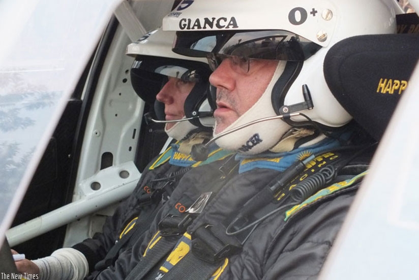 Giancarlo Davite (right) and his navigator Sylvia Vindevogel. (File)