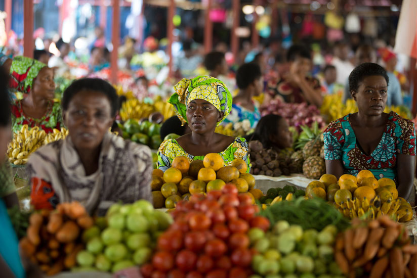 Former street vendors in a new market in Nyabugogo, Nyarugenge District. This is one of the 12 mini markets constructed in the three districts of Kigali with an aim of eliminating ....