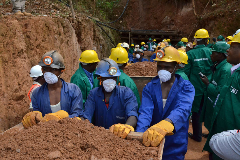 Miners at Rutongo Mines in Rulindo District. Last week, the Cabinet approved a mechanism to share revenue from mining so as to support the development of communities living near mi....