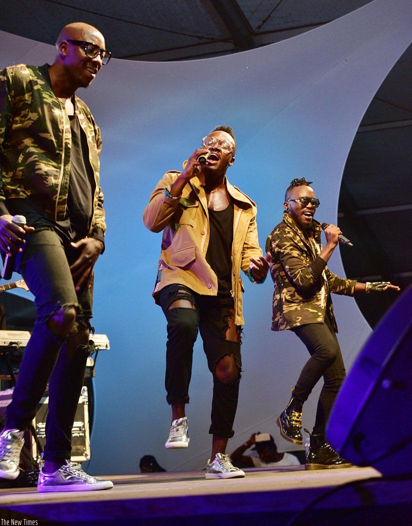 Sauti Sol put up an energetic performance at Gikondo Expo Grounds on Saturday. / Plaisir Muzogeye.