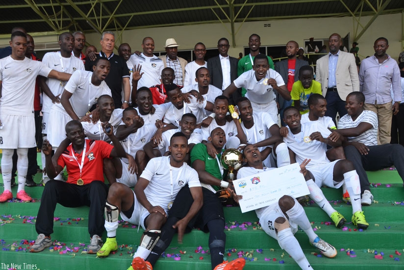 APR  celebrate after being crowned last season's league champions. Prize money for title winners has been increased to Rwf25m for the 2016/17 season. (S. Ngendahimana)