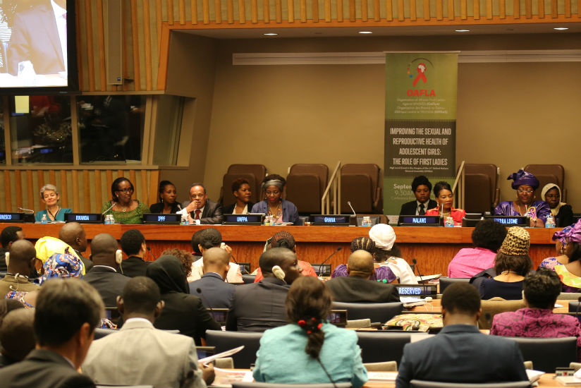 First Lady Jeannette Kagame at the OAFLA High-Level Meeting on improving adolescent girls sexual and reproductive health, New York, September 21. / Courtesy