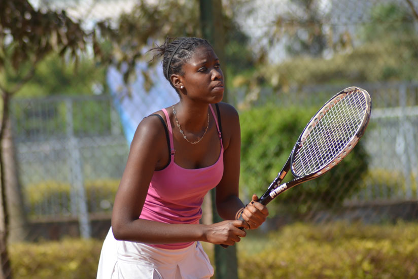 Gisele Umumararungu lost to Kenya's Shufa Changawa in the quarter-finals of the ongoing 2016 Rwanda Tennis Open on Thursday. / Sam Ngendahimana