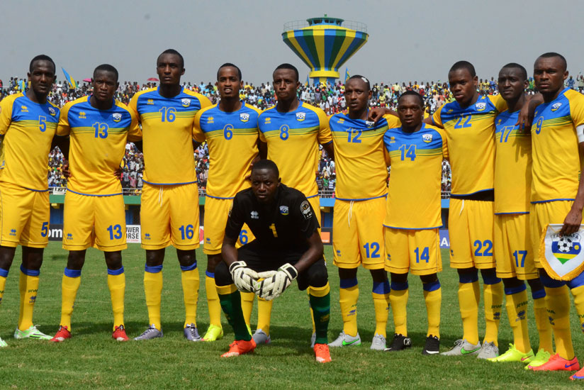 Amavubi players pose for a photo during CHAN at Amahoro National Stadium. / Sam Ngendahimana