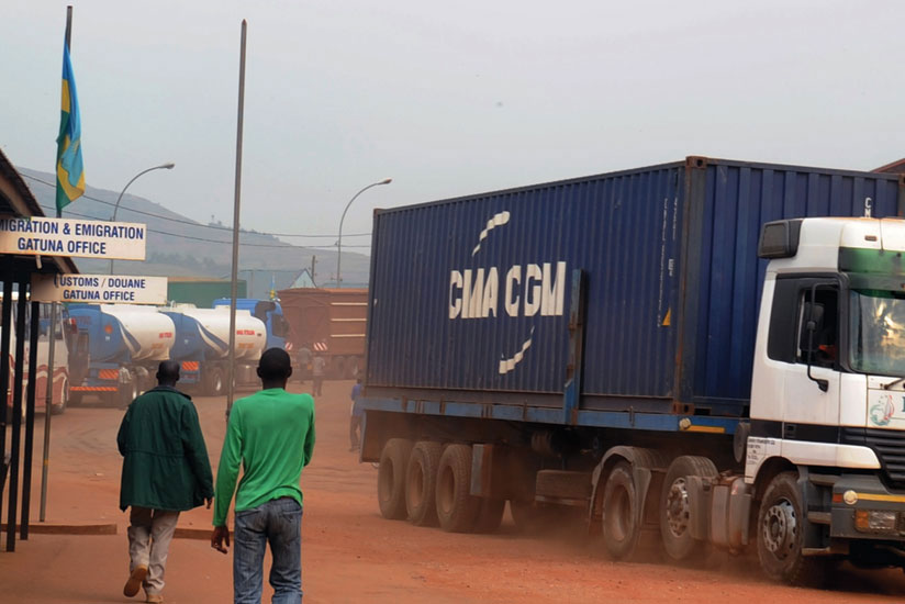 Cargo trucks at Gatuna border post. The new tracking system will also prevent the practice of cargo loss. (File)