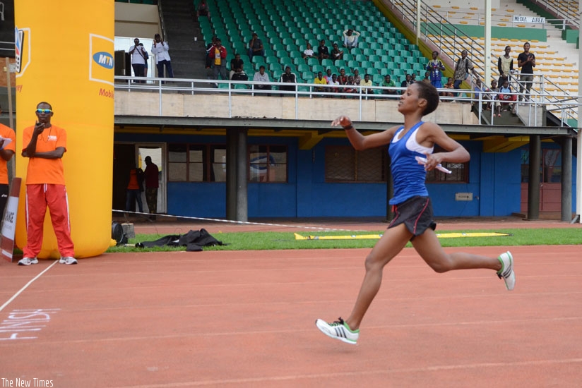 Nyirarkundo races during a past event. She came first with a total of 1168 points. / Sam Ngendahimana