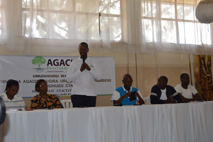 Agaciro Development Fund CEO Jack Kayonga speaks at the event on Saturday. (Emmanuel Ntirenganya.)