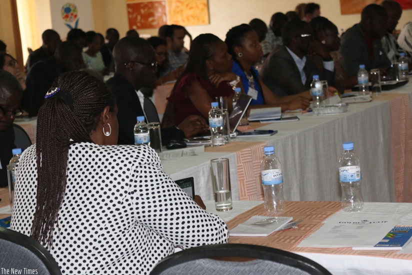 Participants follow proceedings during the meeting at the Golden Tulip Hotel in Bugesera District. (Courtesy)