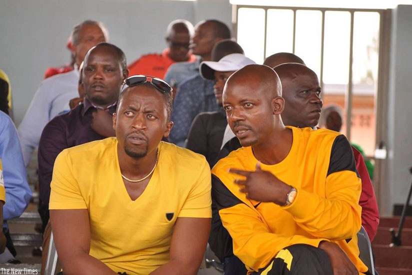 Mukura VS president Olivier Nzeyimana and club secretary general Sheikh Hamdan Habimana (R) have both left the club. (File photo)