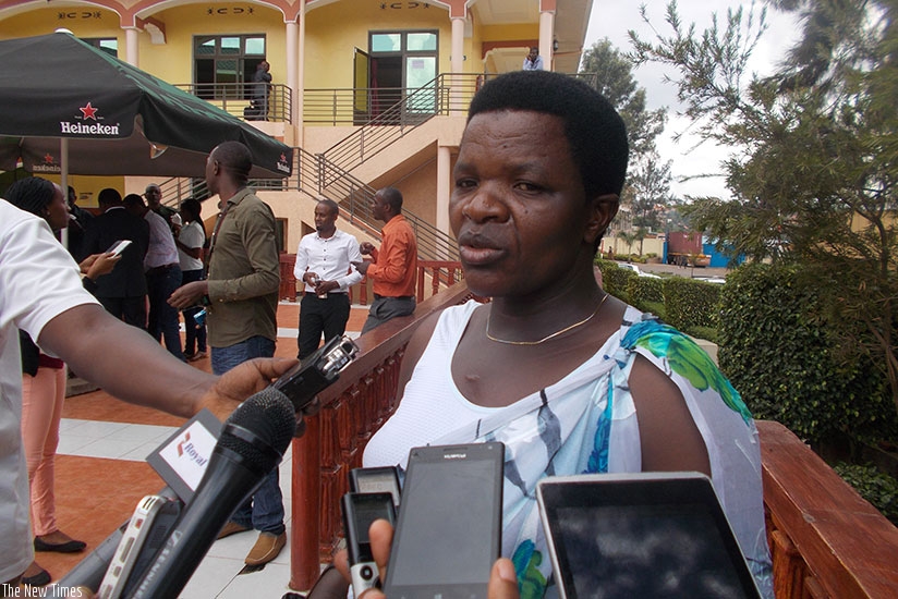 Nyirahabimana speaks to the media after the meeting. / Elias Hakizimana.