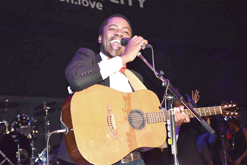 Gospel musician Luc Buntu performs at a recent event in Kigali. / Courtesy