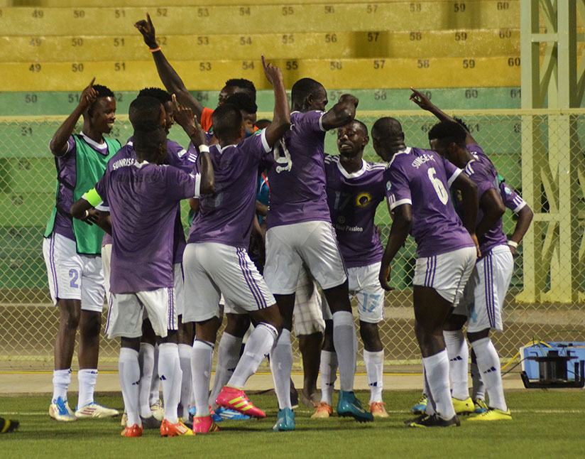 Sunrise FC players celebrate a goal in a past game. / Sam Ngendahimana
