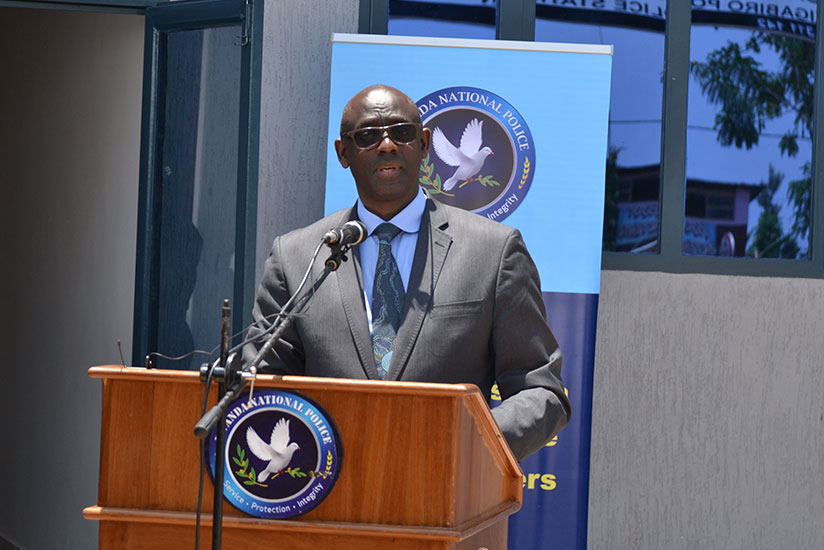 Minister Busingye speaks during the inauguration of the new police headquarters in Rwamagana, yesterday. / Courtesy