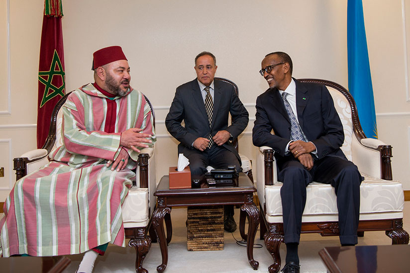 President Kagame receives King Mohamed VI of Morocco who is in Rwanda for a state visit aimed at strengthening bilateral relations between the two nations. / Village Urugwiro