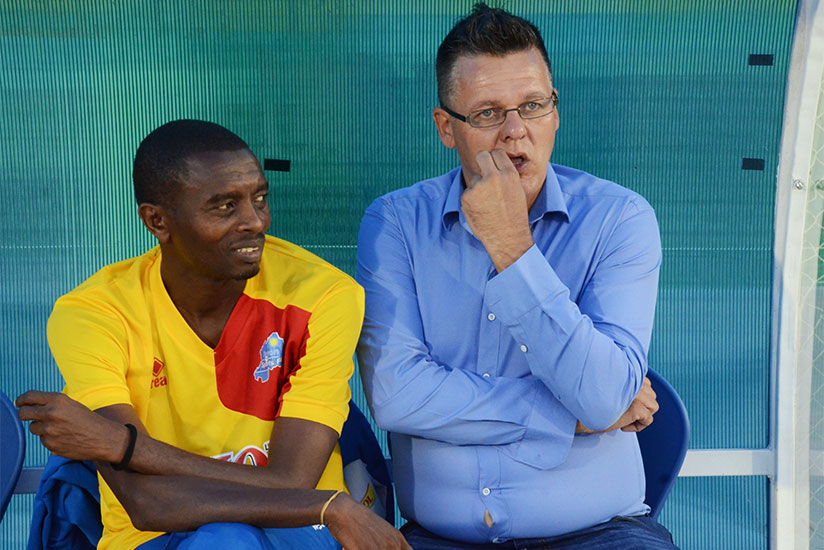 Ivan Minnaert seen here with Djuma Masudi, the now head coach of Rayon Sports, is in talks with his former employers over a new role. / Sam Ngendahimana