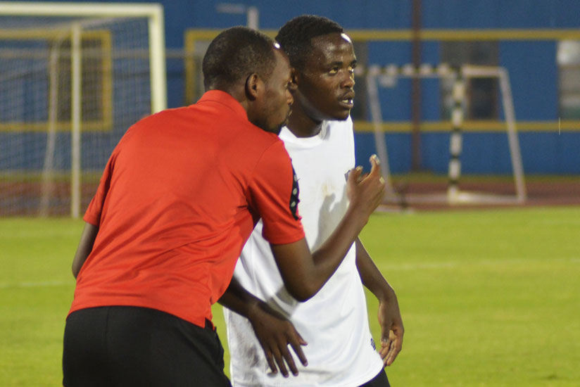 APR coach Yves Rwasamanzi gives instructions during a league game recently. APR take on Gicumbi today. / Sam Ngendahimana