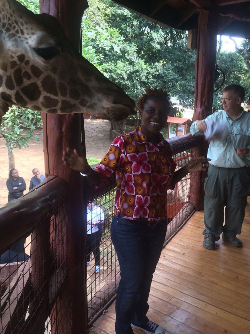 The author with a giraffe. / Courtesy