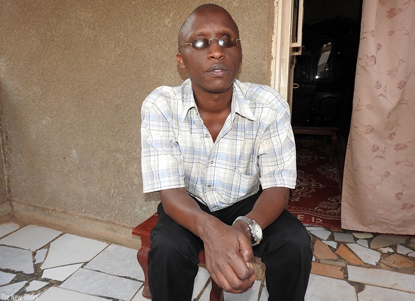 Peter Nyankiko at his residence in Kimironko. He became blind at the age of 8. / Lydia Atieno.