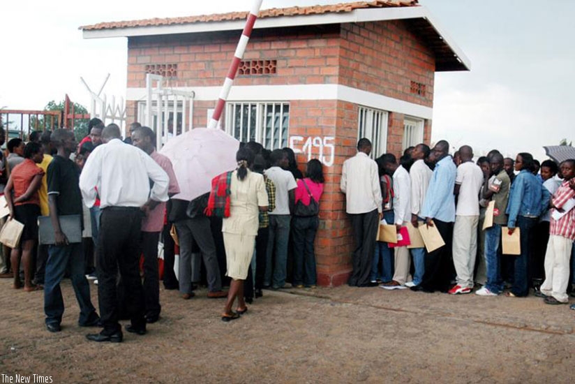 A crowd of jobseekers at a government institution. There are several initiatives designed to promote employment especially among the youth. / File.