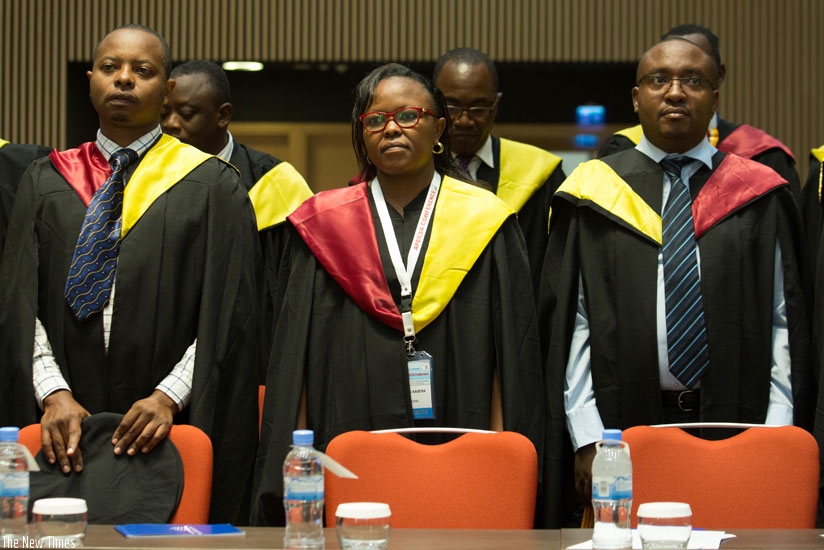 Graduands await to receive their certificates in Kigali yesterday. (All photos by T. Kisambira)