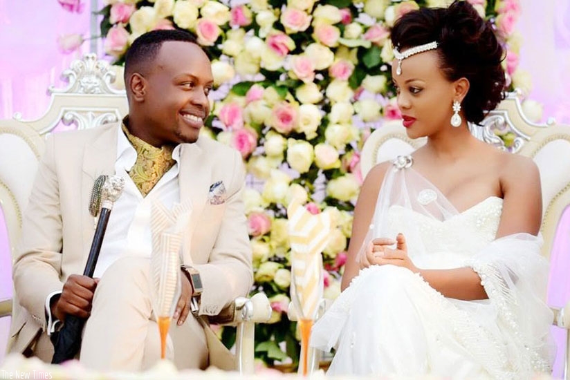 Singer Knowless Butera and Clement Ishimwe during their wedding reception. (Net photo)