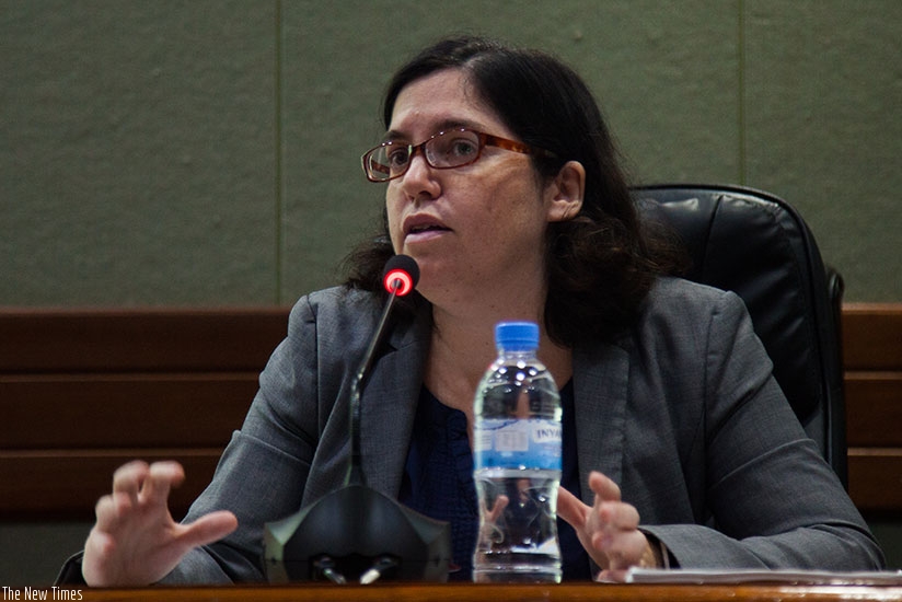 The manager of the World Bank Doing Business report Dr Rita Ramalho speaks during the meeting. (Photos by Nadege Imbabazi)