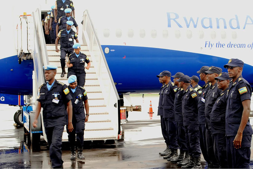 Final batch of RNP peacekeepers arriving at Kigali International Airport from UNMISS. / Courtesy