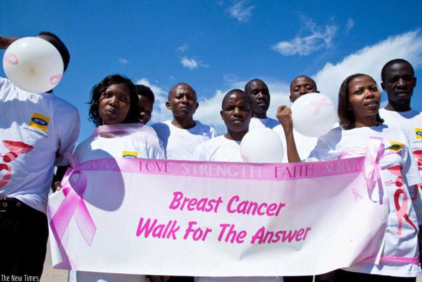 A march against breast cancer in Kigali. (File photo)