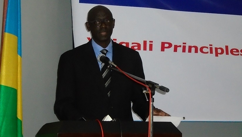 Minister Busingye addressing participants (Steven Muvunyi)