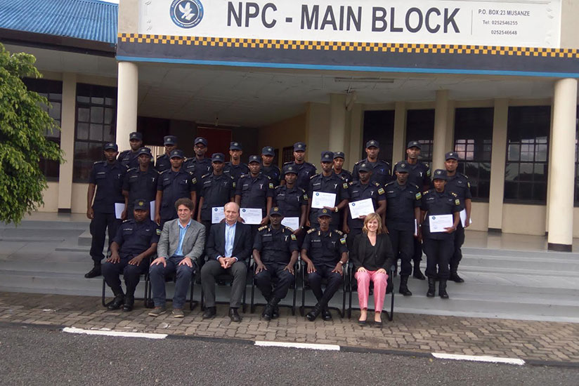 Participants at the closure of forensic investigations course at the the National Police College (NPC) in Musanze District, yesterday. / Courtesy 