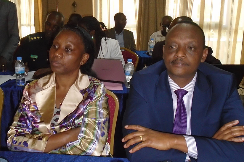 Deputy Chief Justice, Sylvie Zau00efnabo Kayitesi (L) and Prosecutor General Richard Muhumuza during the function. (Steven Muvunyi)