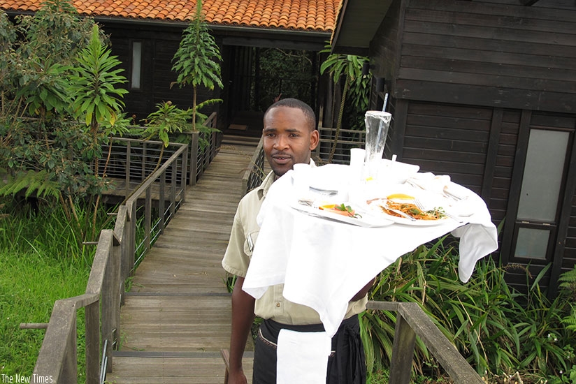A waiter at Nyungwe Forest Lodge. Fine dining restaurants offer cosy atmosphere and target a given type of clientele. (File)