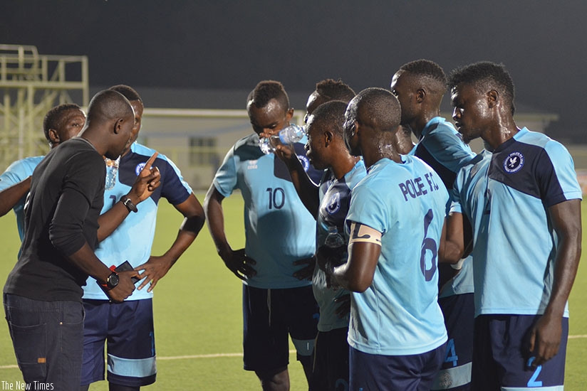 Innocent Seninga talks to his players in a previous league game. (Sam Ngendahimana)