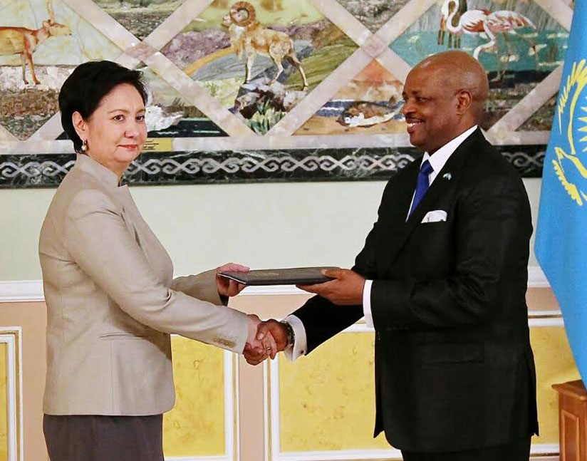 Amb. Nkurunziza presents his Letters of Credence to Secretary of State of the Republic of Kazakhstan, Gulshara Abdykalikova. / Courtesy