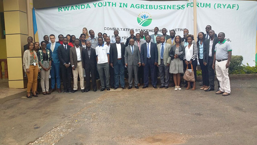 Some of RYAF members and stakeholders during the consultative stakeholders meeting on youth in agribusiness. / Elias Hakizimana