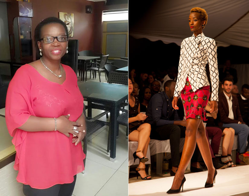 LEFT: Elyse Furaha is the founder of Beauty Face Invention and organiser of the Friday fashion show. RIGHT: A model showcases local designs at a past fashion show in Kigali. / File