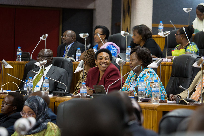 MP Patricia Hajabakiga (C), the chairperson of the Rwandan delegation to the East African Legislative Assembly, during a past session in Kigali. / File
