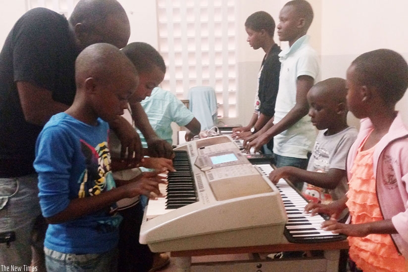 Piano lessons are available at the school. (All photos by R. Niyingize)