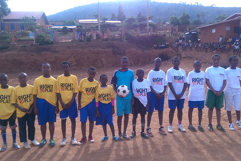 Teams prepare to square up in a football match in Kimisagara, Nyarugenge District, last week. / File photo
