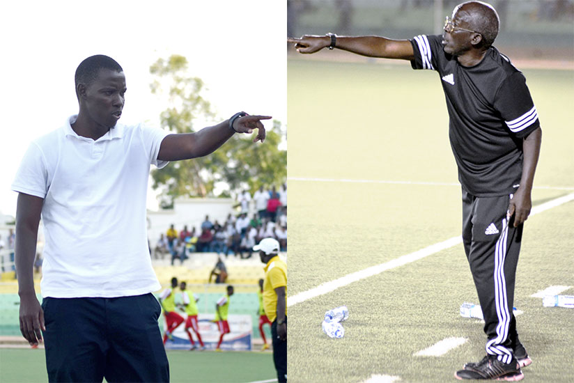 Kiyovu coach Aloys Kanamugire (R) believes it's high time his team ended their woeful record against Jimmy Mulisa's APR FC when the two sides meet today at Kigali Regional Stadium. / Sam Ngendahimana