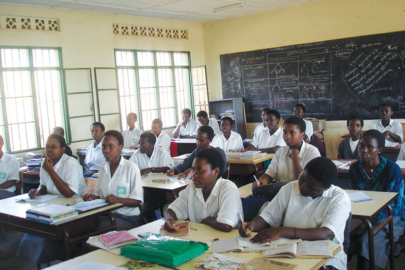 Students of FAWE girls' secondary school in class. / File