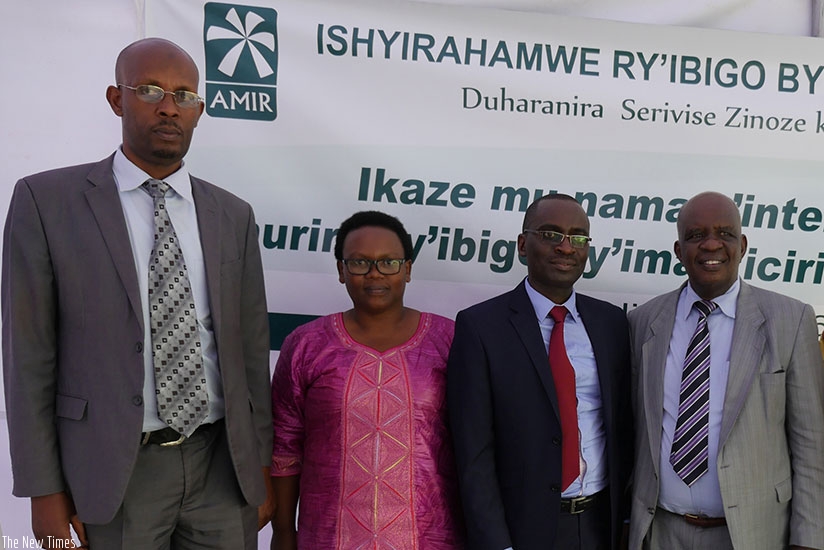 L-R:  Kayumba, Uwamariya, Ndahayo and outgoing chairperson Nzagahimana. (Triphomus Muyagu.)