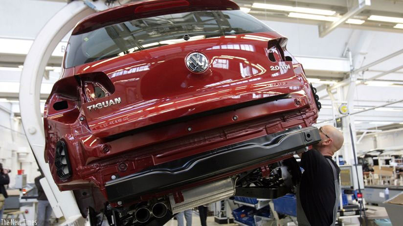 A Volkswagen Tiguan, one of the VW series in a manufacturing plant. The German carmaker will soon set up an assembly plant in Rwanda. / File