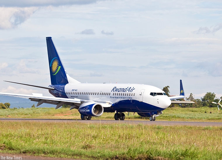 A RwandAir plane arrives at Kigali International Airport. (File phot)