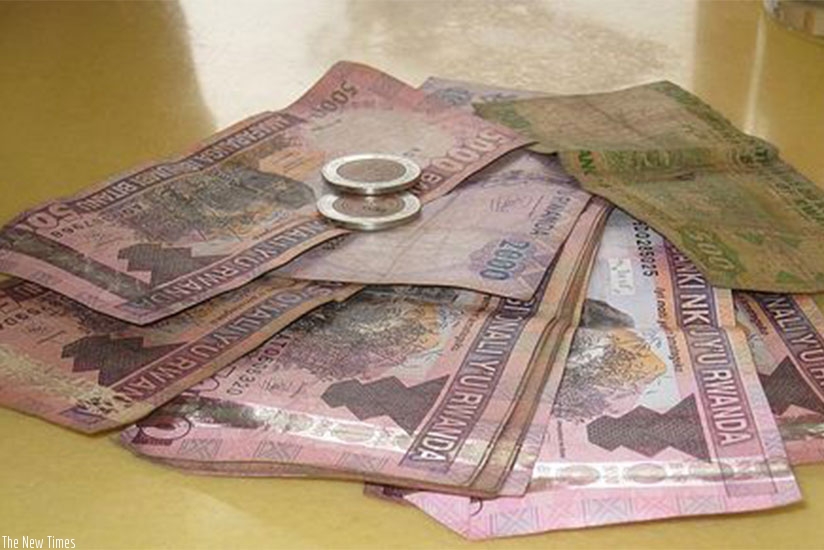 Assorted denominations of the Rwandan franc. (File photo)