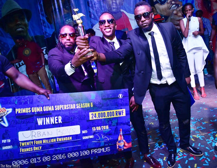 Urban Boys hold their trophy and dummy check at the Primus GumaGuma finale in August this year.  