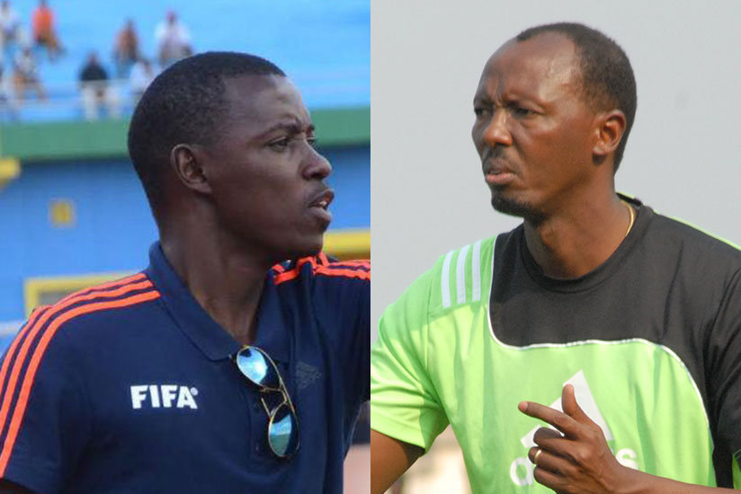 APR coach Jimmy Mulisa (left) played alongside Eric Nshimiyimana (right) for APR and Amavubi. The two will be meeting for the first time as coaches. / File